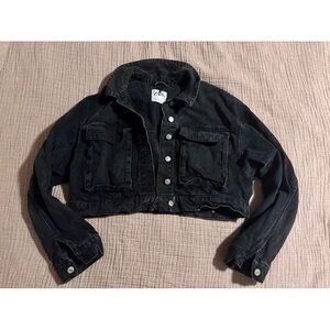 Zara Charcoal Denim Cropped Jacket